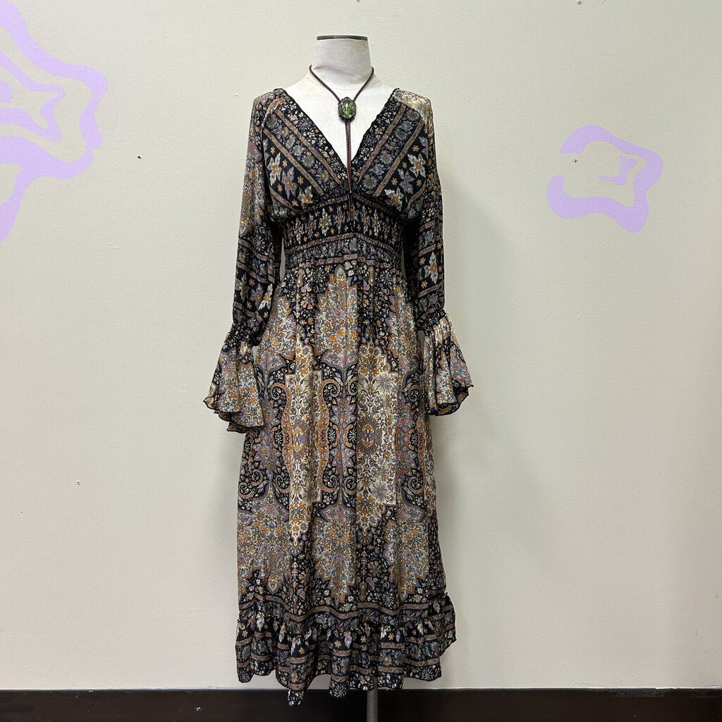 princess polly baby blue dress Pink Long Sleeve Bohemian Midi Dress main image 0