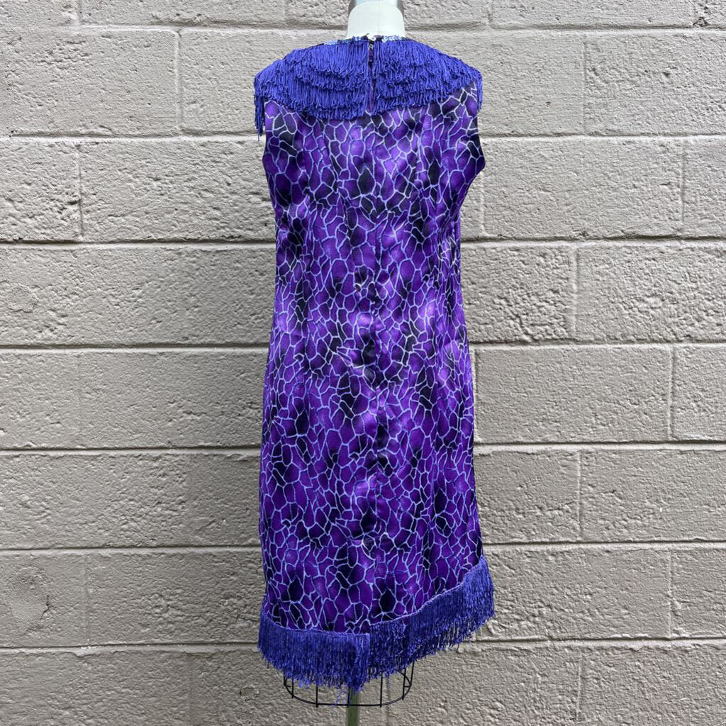 purple sequin fringe dress PURPLE SEQUIN AND FRINGE DRESS