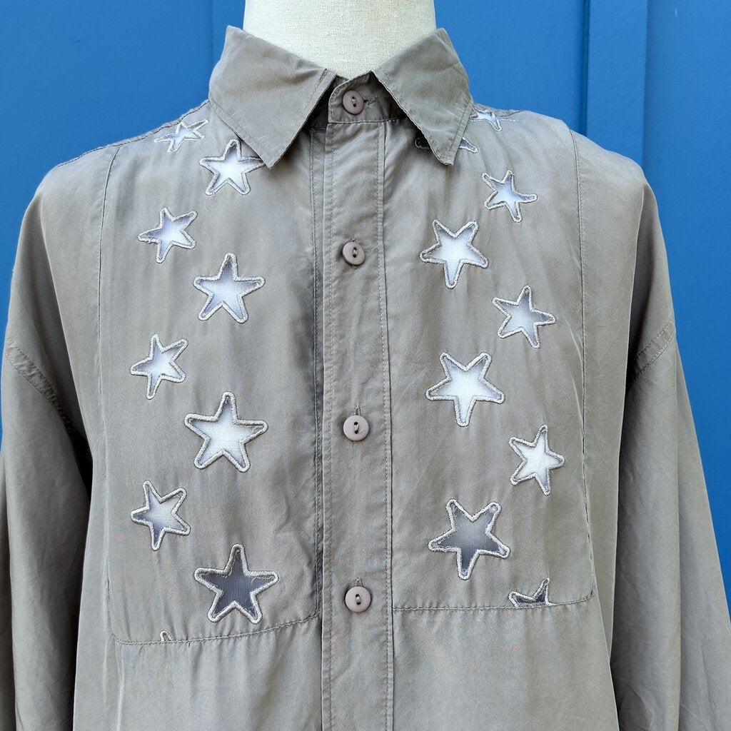 Silk Blouse w Mesh Stars