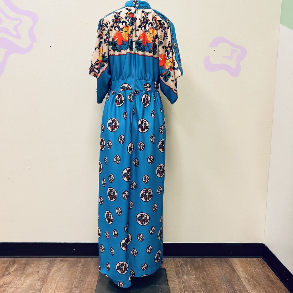 70s Leslie Fay Polynesian Maxi Dress