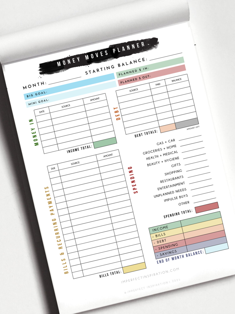 Money Moves Budget Notepad Planner